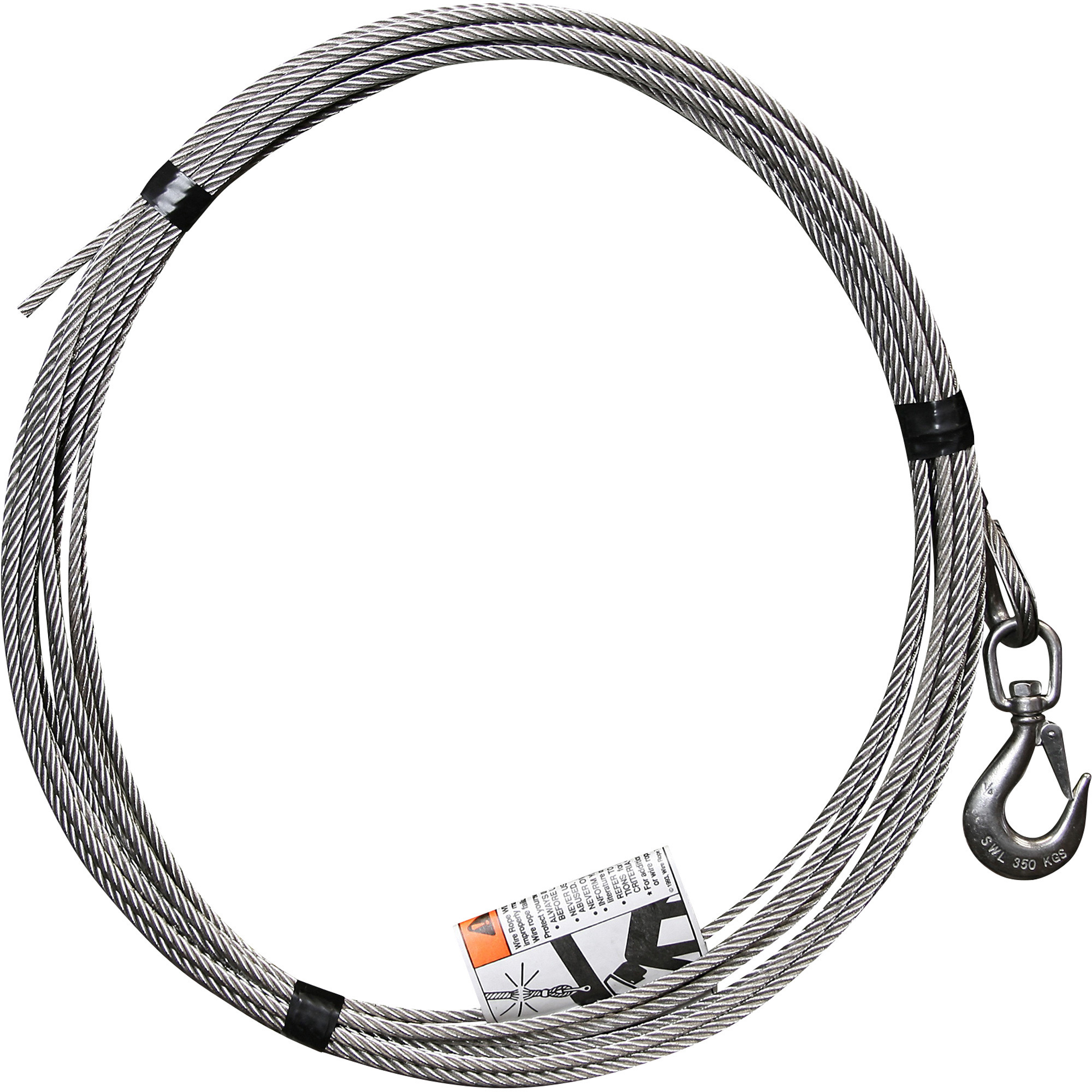 OZ Lifting Products Stainless Steel Wire Rope Assembly, 1/4in. x45ft.L, Model# OZSS.25-45